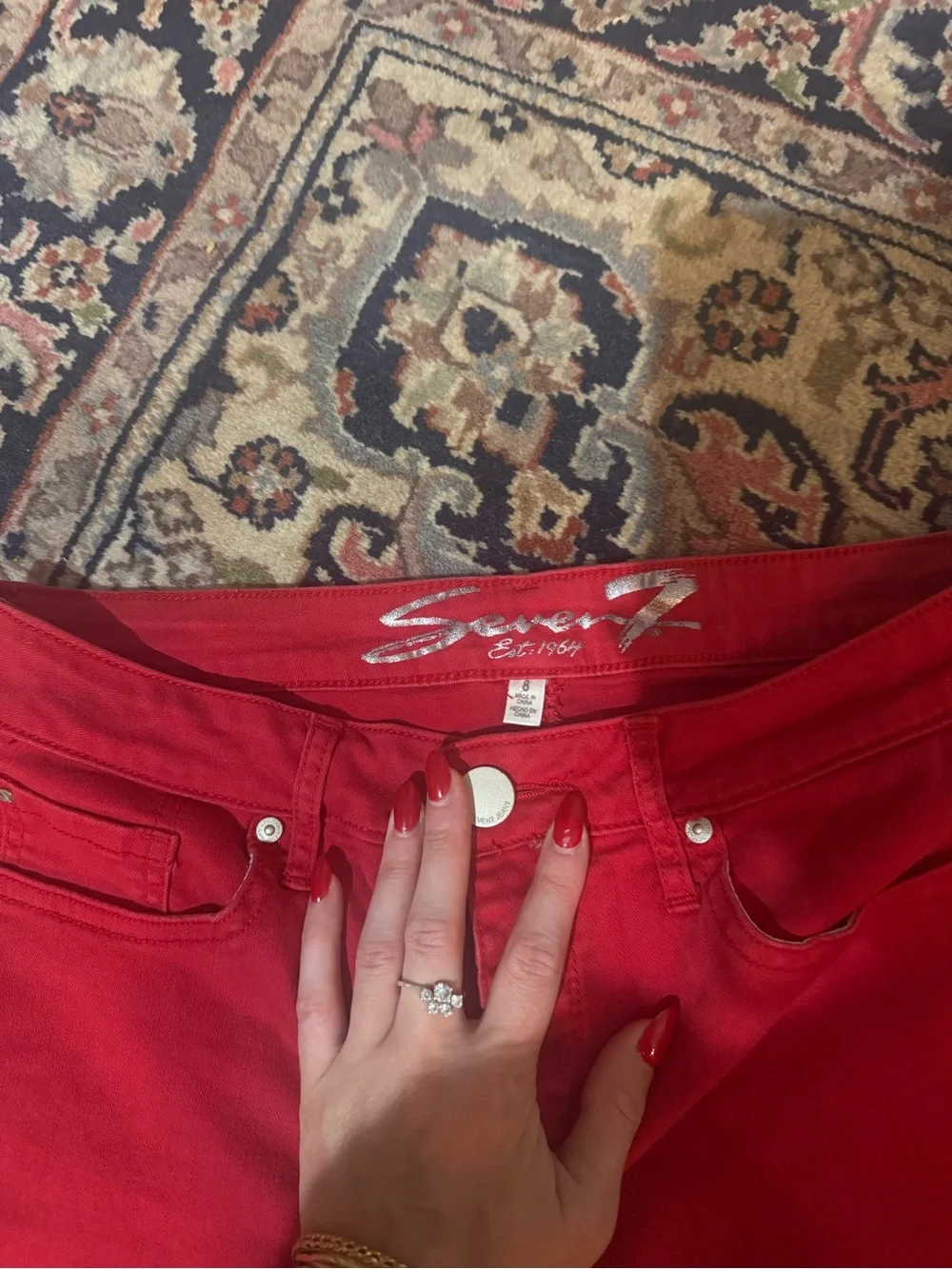 7 for all Mankind size 8 Red Women's Denim Shorts
